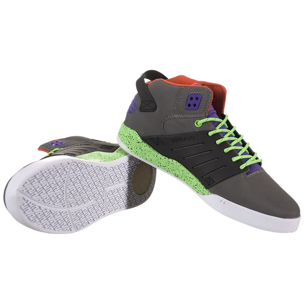 Chaussures de Skate Supra SkyTop III Grise Noir Charcoal/Black/Lime-White Homme | CLQ-46296661